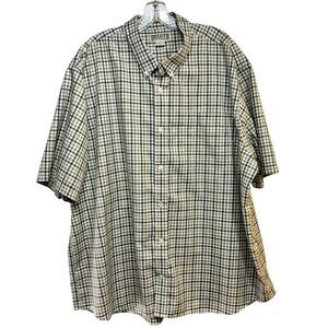 Duluth Trading Men's 3XL Wrinklefighter Relaxed Fit Short Sleeve Shirt Green Tan